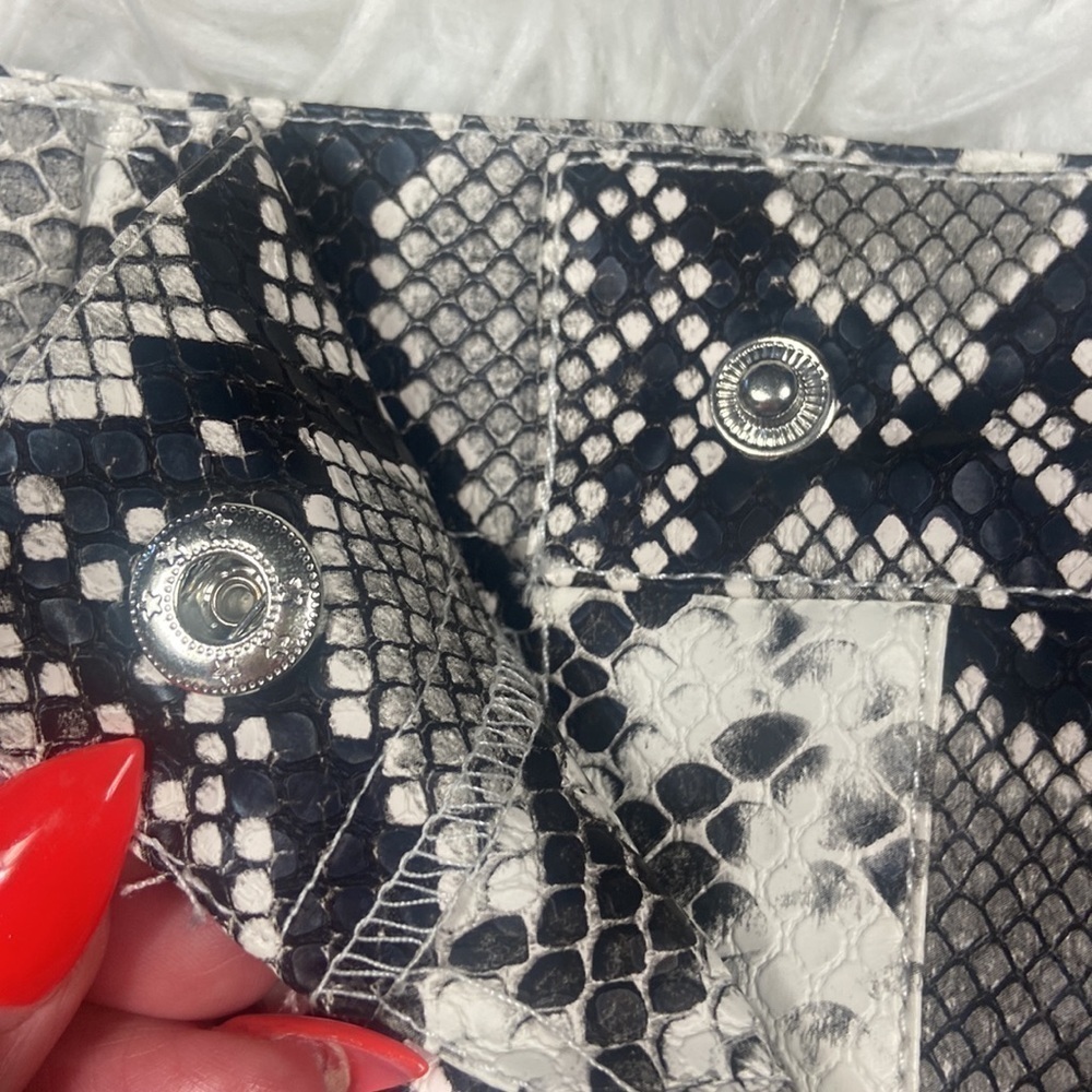 K. Zell Faux Leather Snake Print Button Front Mini Skirt - Picture 3 of 5